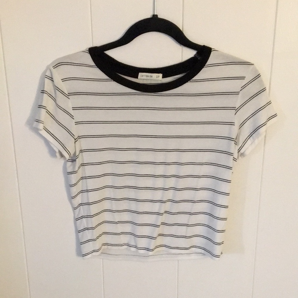 black and white stripped shirt